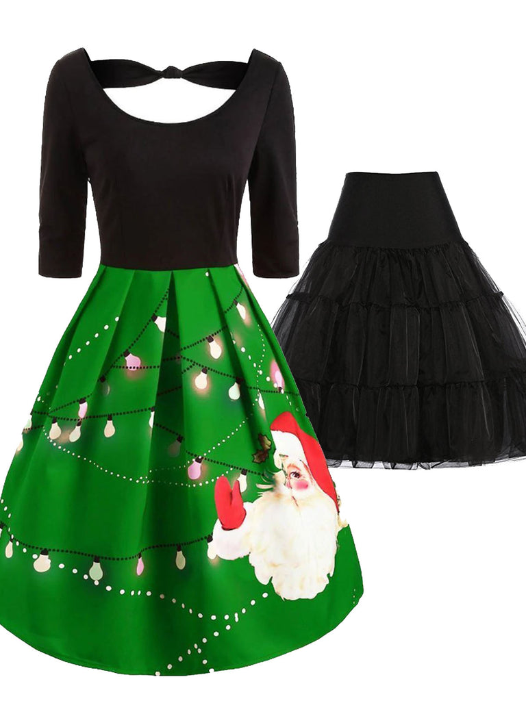 2PCS GRÜN 1950ER KLEID  & SCHWARZ UNTERROCK