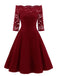 Dunkelblau 1950ER SPITZE SCHULTERFREIES KLEID