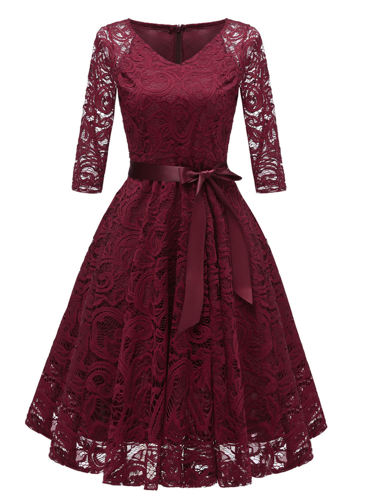 1950ER 3/4 ÄRMEL SPITZE BOGEN KLEID