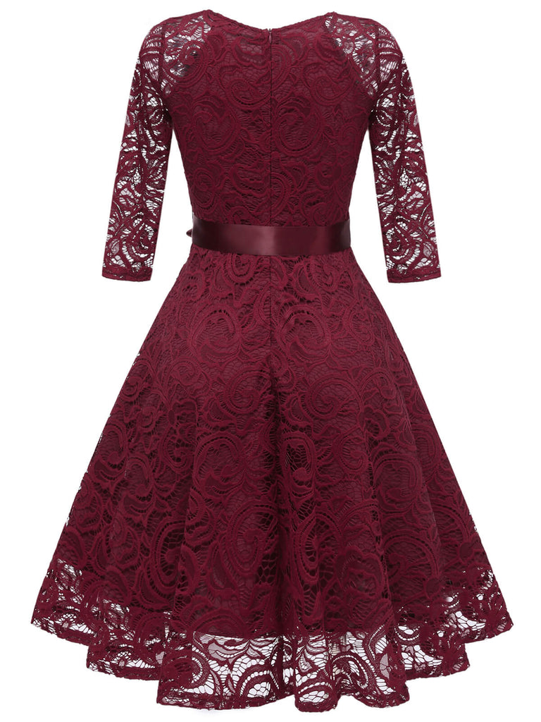 1950ER 3/4 ÄRMEL SPITZE BOGEN KLEID