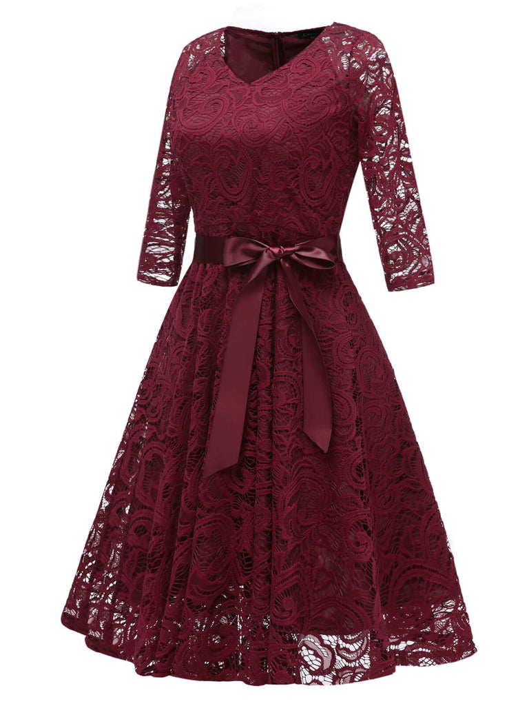 1950ER 3/4 ÄRMEL SPITZE BOGEN KLEID