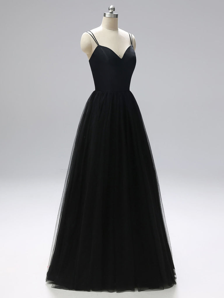 SPAGHETTI-TRÄGER BRAUTJUNGFER MAXI KLEID