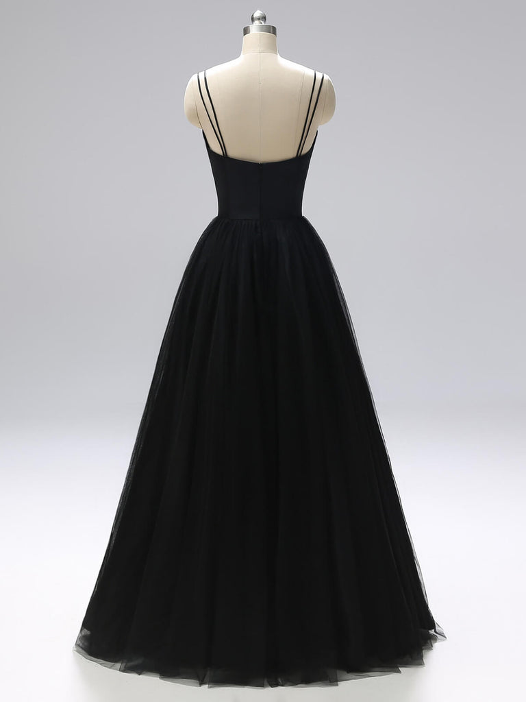 SPAGHETTI-TRÄGER BRAUTJUNGFER MAXI KLEID