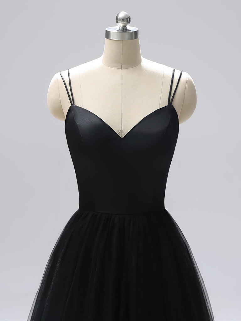 SPAGHETTI-TRÄGER BRAUTJUNGFER MAXI KLEID
