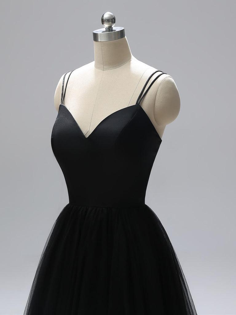 SPAGHETTI-TRÄGER BRAUTJUNGFER MAXI KLEID