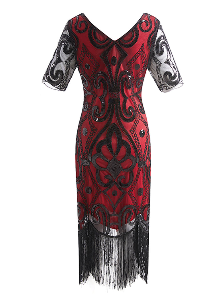 1920ER BLUMEN PAILLETTEN FRANSEN GATSBY KLEID