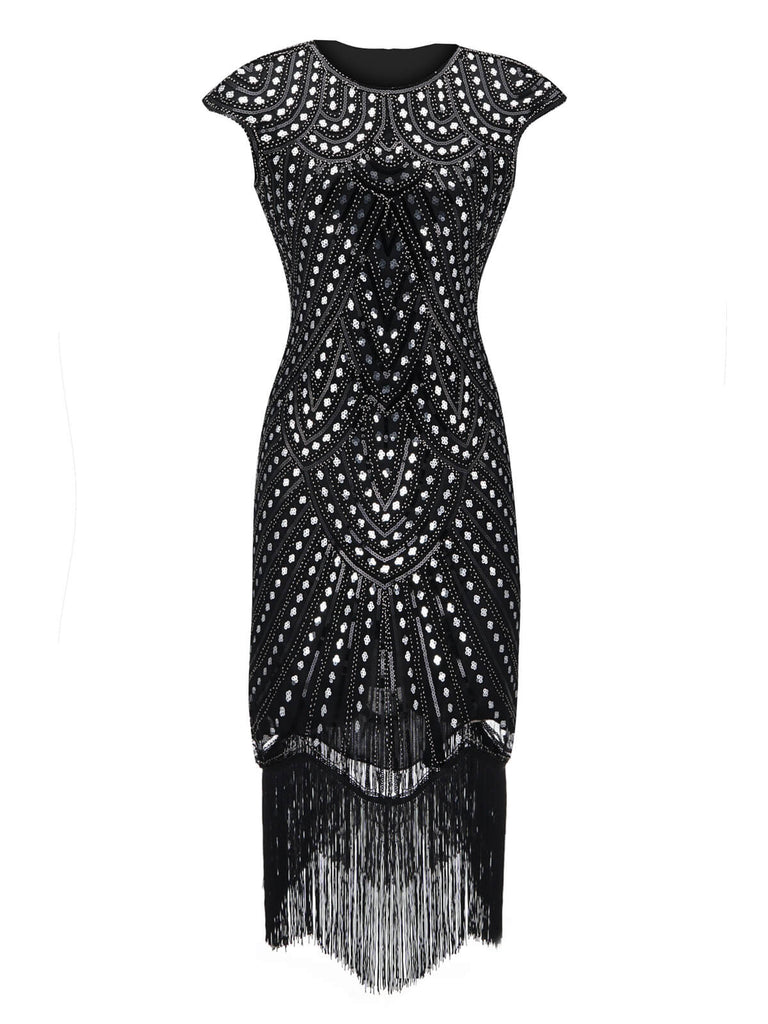 SCHWARZ 1920ER FRANSEN GATSBY FLAPPER KLEID