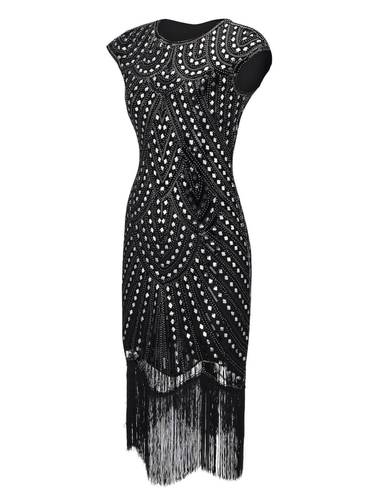 SCHWARZ 1920ER FRANSEN GATSBY FLAPPER KLEID