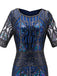 BLAU 1920ER HALBE ÄRMEL PAILLETTEN FRANSEN KLEID