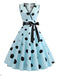 2PCS BLAU DOT 1950ER KLEID  & SCHWARZ UNTERROCK