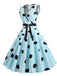 2PCS BLAU DOT 1950ER KLEID  & SCHWARZ UNTERROCK