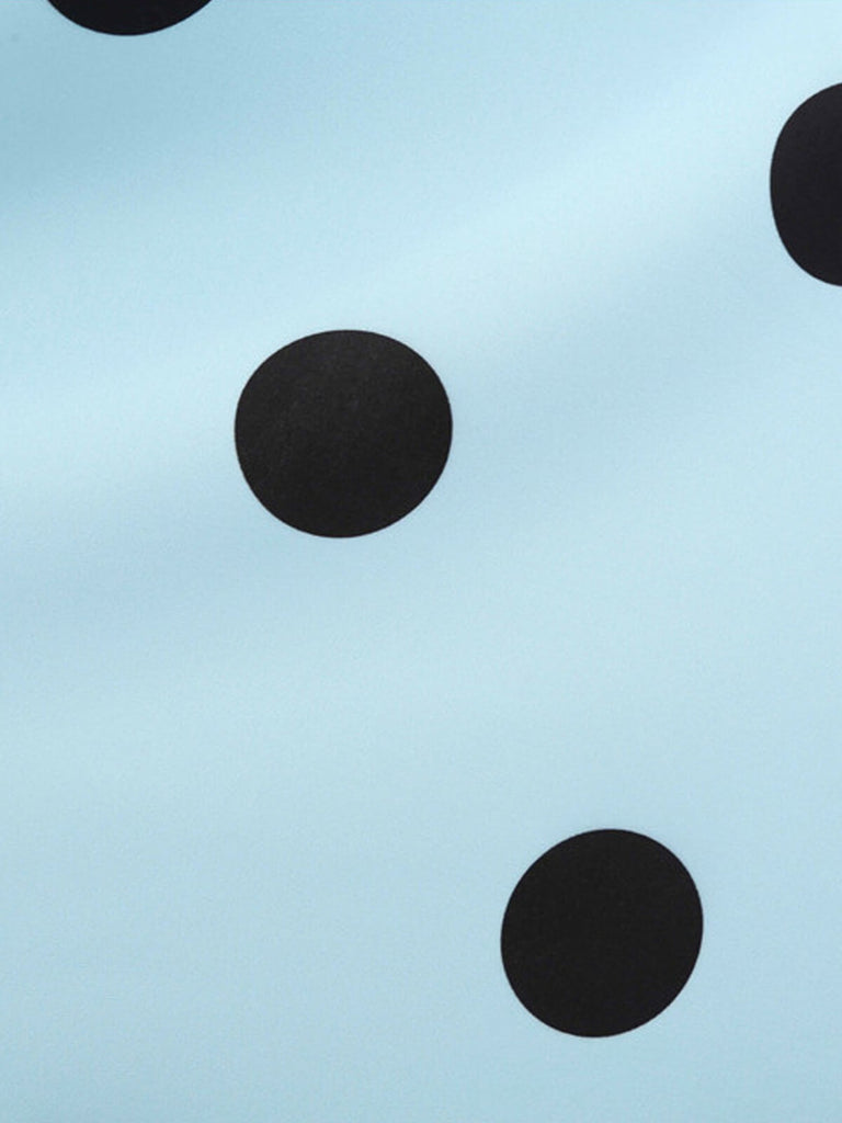 Blau 1950er Bogen Tupfen Swing Kleid