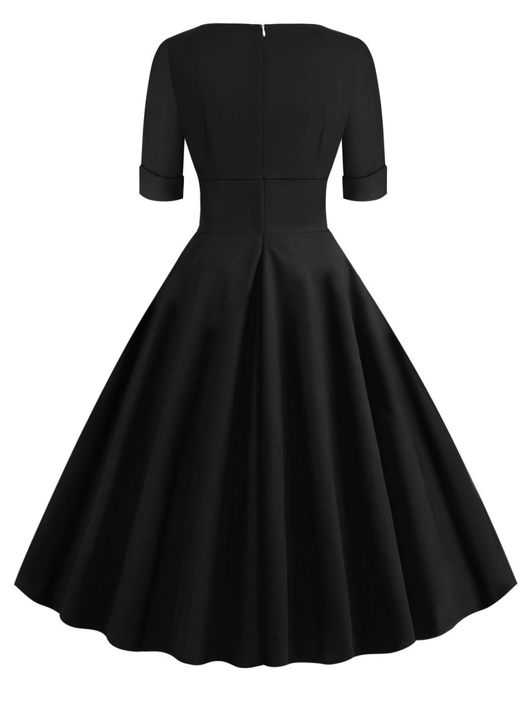 Grün 1950ER HOHE TAILLE V-AUSSCHNITT SWING KLEID