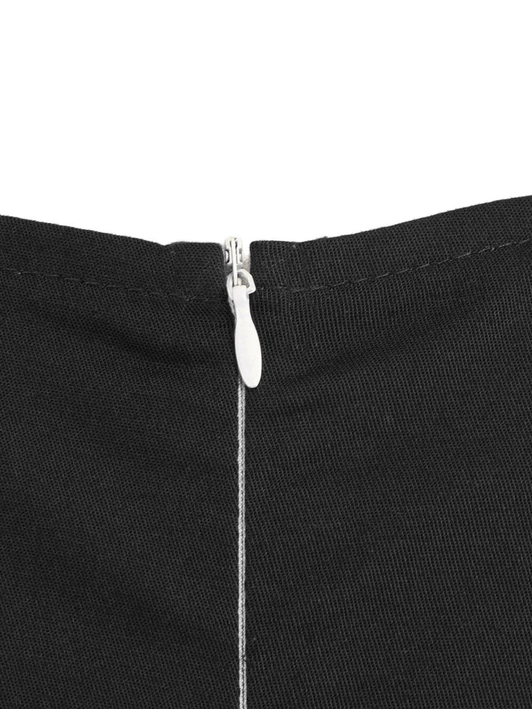 Schwarz 1950ER HOHE TAILLE V-AUSSCHNITT SWING KLEID