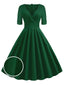 Grün 1950ER HOHE TAILLE V-AUSSCHNITT SWING KLEID