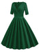 Grün 1950ER HOHE TAILLE V-AUSSCHNITT SWING KLEID