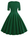 Grün 1950ER HOHE TAILLE V-AUSSCHNITT SWING KLEID