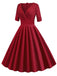 Grün 1950ER HOHE TAILLE V-AUSSCHNITT SWING KLEID