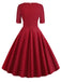 Grün 1950ER HOHE TAILLE V-AUSSCHNITT SWING KLEID