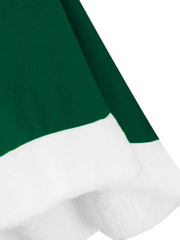 Rot 1950er Weihnachten Bogen Kragen Swing Kleid