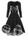 1950ER LANGE ÄRMEL PATCHWORK PLAID KLEID