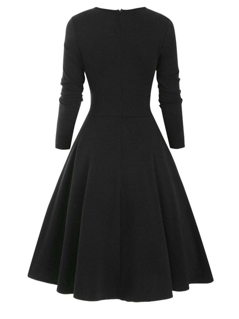 1950ER LANGE ÄRMEL PATCHWORK PLAID KLEID