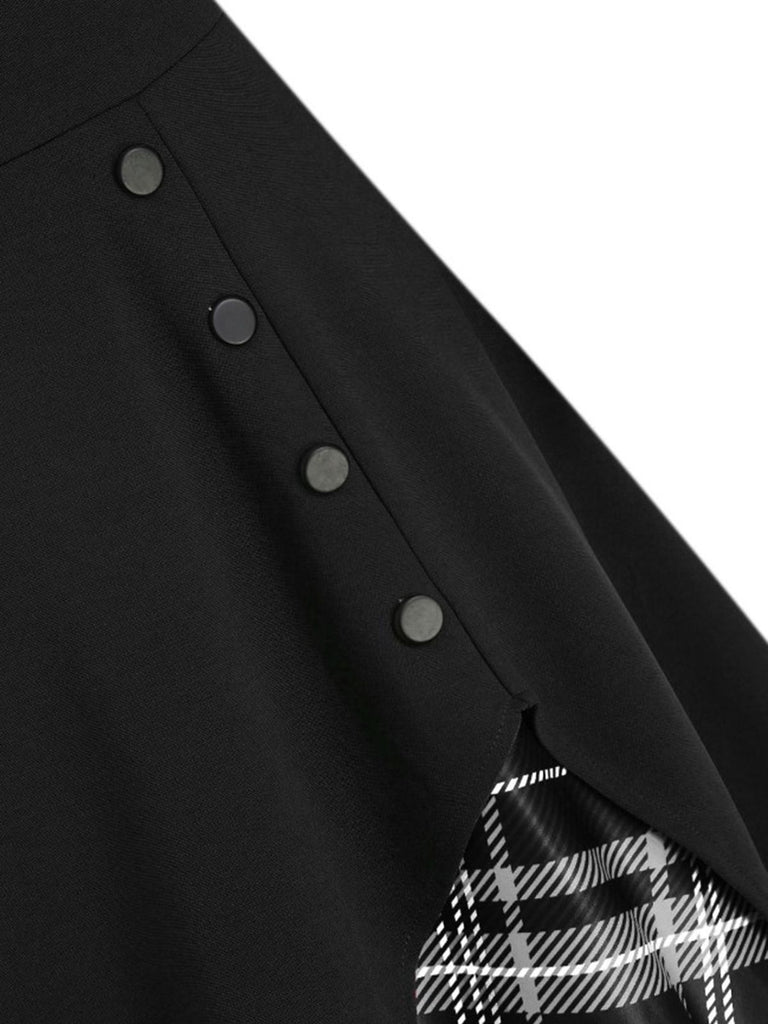 1950ER LANGE ÄRMEL PATCHWORK PLAID KLEID