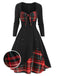 1950ER LANGE ÄRMEL PATCHWORK PLAID KLEID