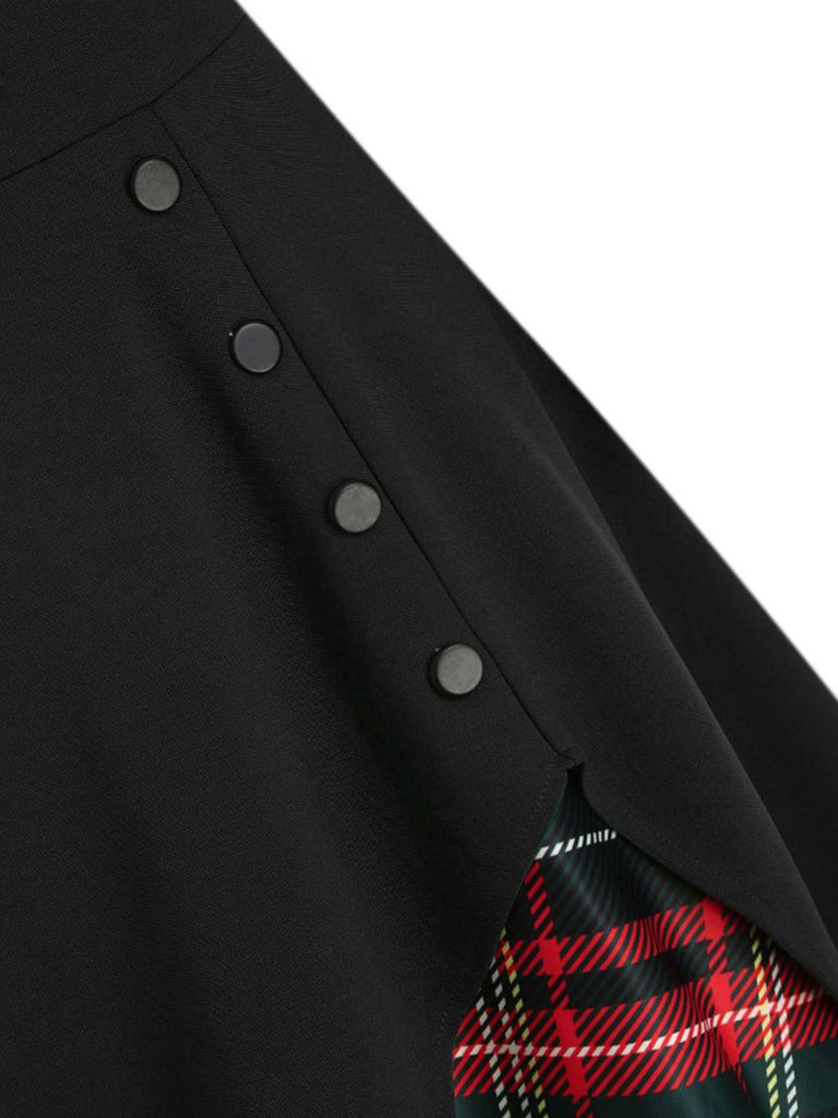 1950ER LANGE ÄRMEL PATCHWORK PLAID KLEID