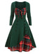 1950ER LANGE ÄRMEL PATCHWORK PLAID KLEID