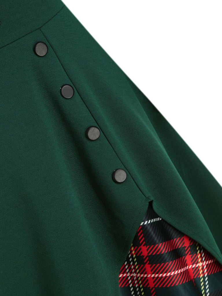 1950ER LANGE ÄRMEL PATCHWORK PLAID KLEID