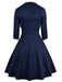 2PCS Marineblau 1950er Tupfen Patchwork Swing Kleid