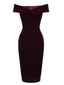 WEINROT SCHULTERFREI PENCIL KLEID
