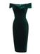 Blau 1960er Schulterfrei Pencil Kleid