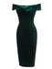 Dunkelgrün VINTAGE SCHULTERFREI PENCIL KLEID