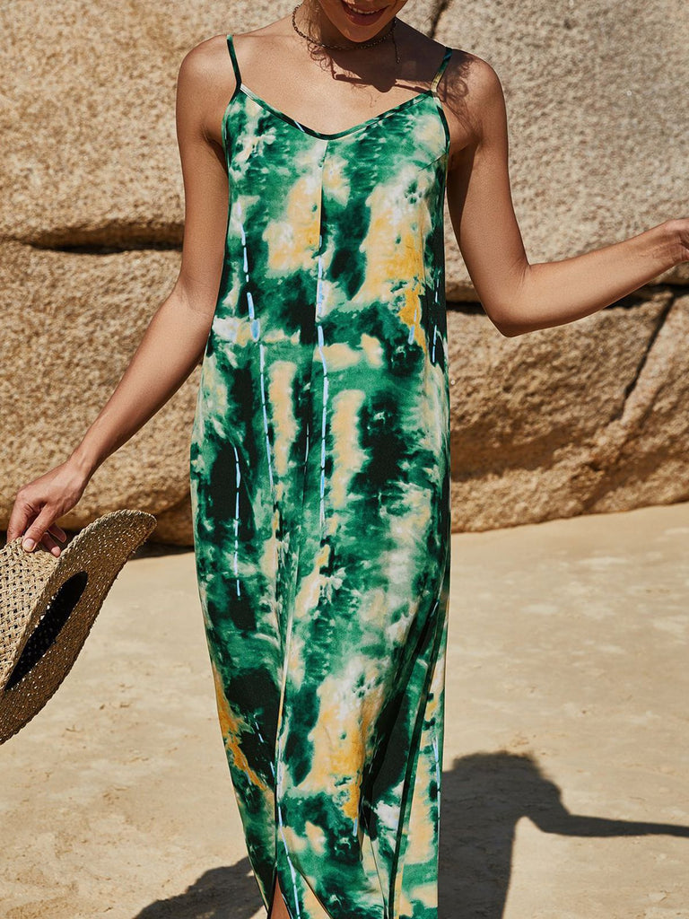 GRÜN SPAGHETTI VINTAGE KLEID