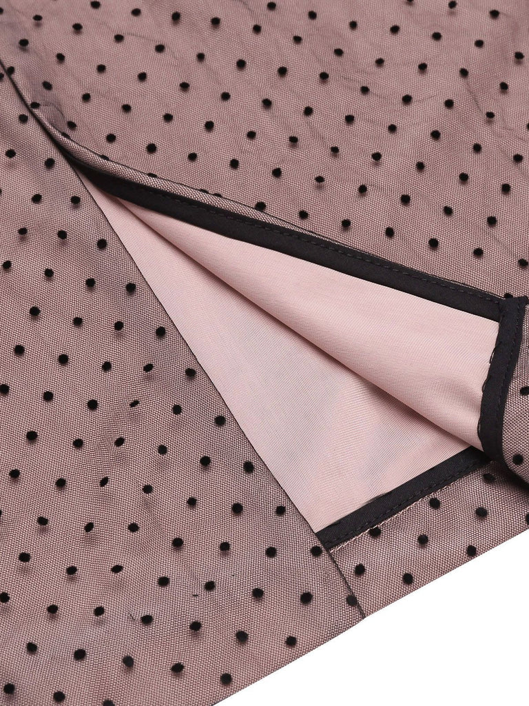 Rosa 1960er Tupfen Netz Bleistift Kleid