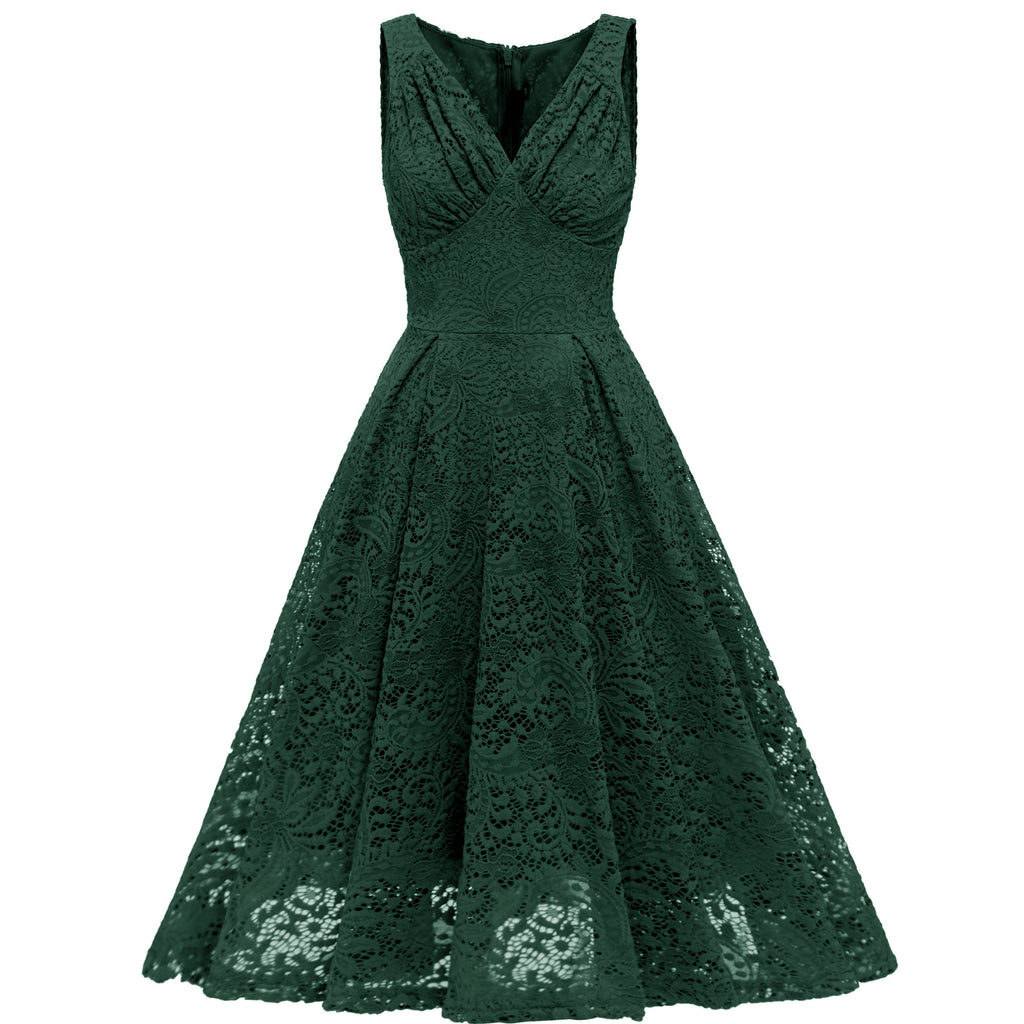 Blau 1950ER SPITZE BLUMEN SWING KLEID