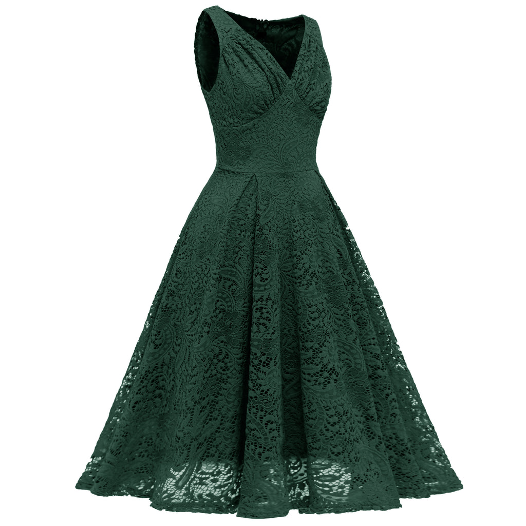 Blau 1950ER SPITZE BLUMEN SWING KLEID
