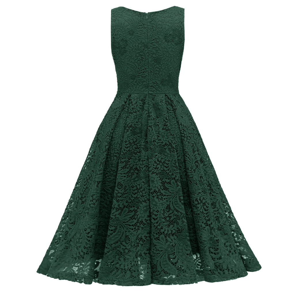 Blau 1950ER SPITZE BLUMEN SWING KLEID