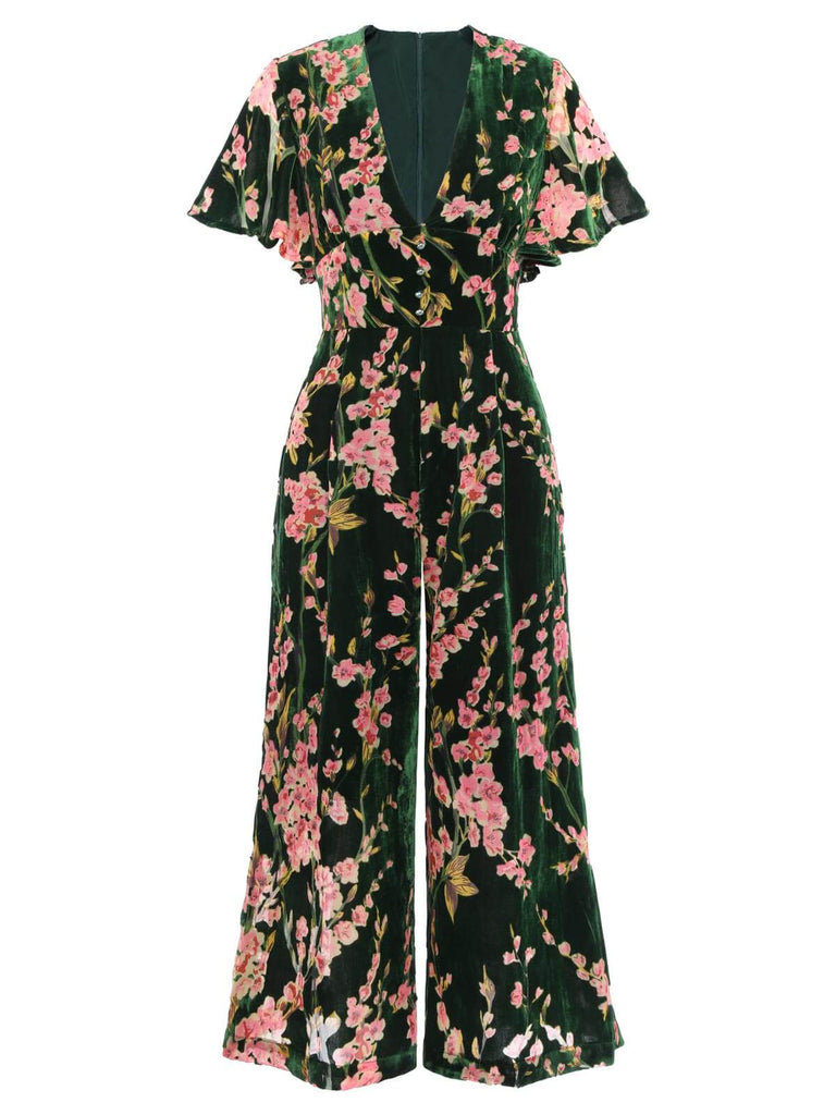 GRÜNER VINTAGE SAMT JUMPSUIT