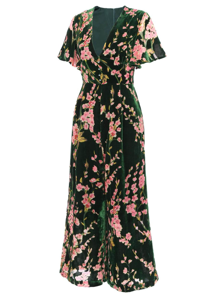 GRÜNER VINTAGE SAMT JUMPSUIT