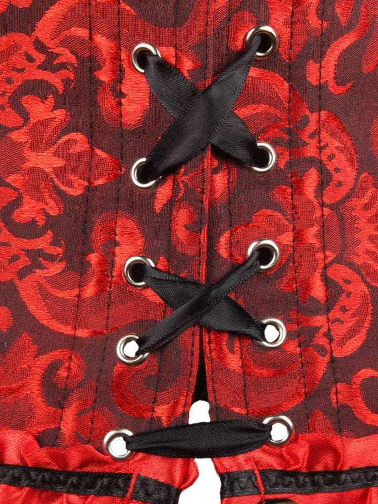 Schwarz Steampunk Gothic Spitze Überbrust Korsett