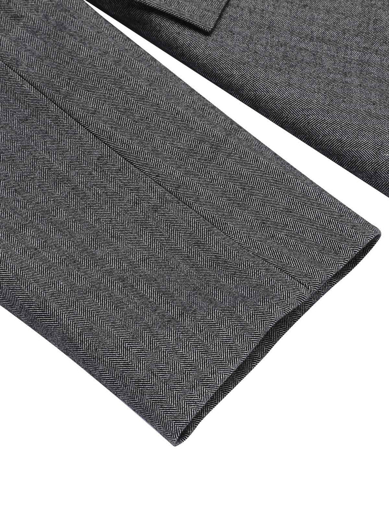 Grau 1930er Kunstpelz Revers Kragen Mantel