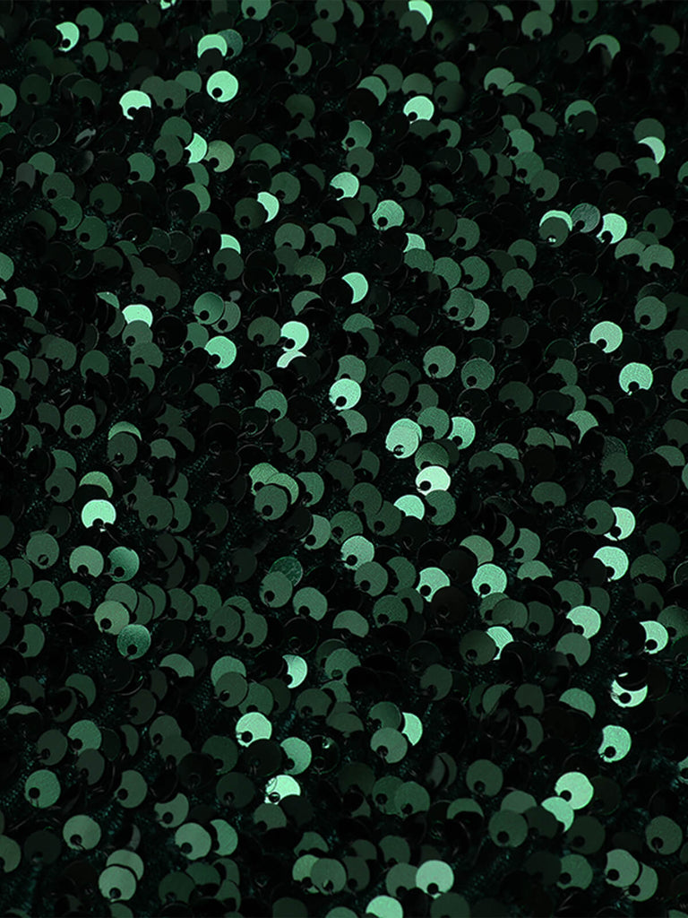 Grün 1960er Pailletten Schulterfrei Bleistift Kleid