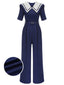 Marineblauer 1950er Dots Jumpsuit