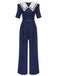 Marineblauer 1950er Dots Jumpsuit