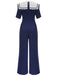Marineblauer 1950er Dots Jumpsuit