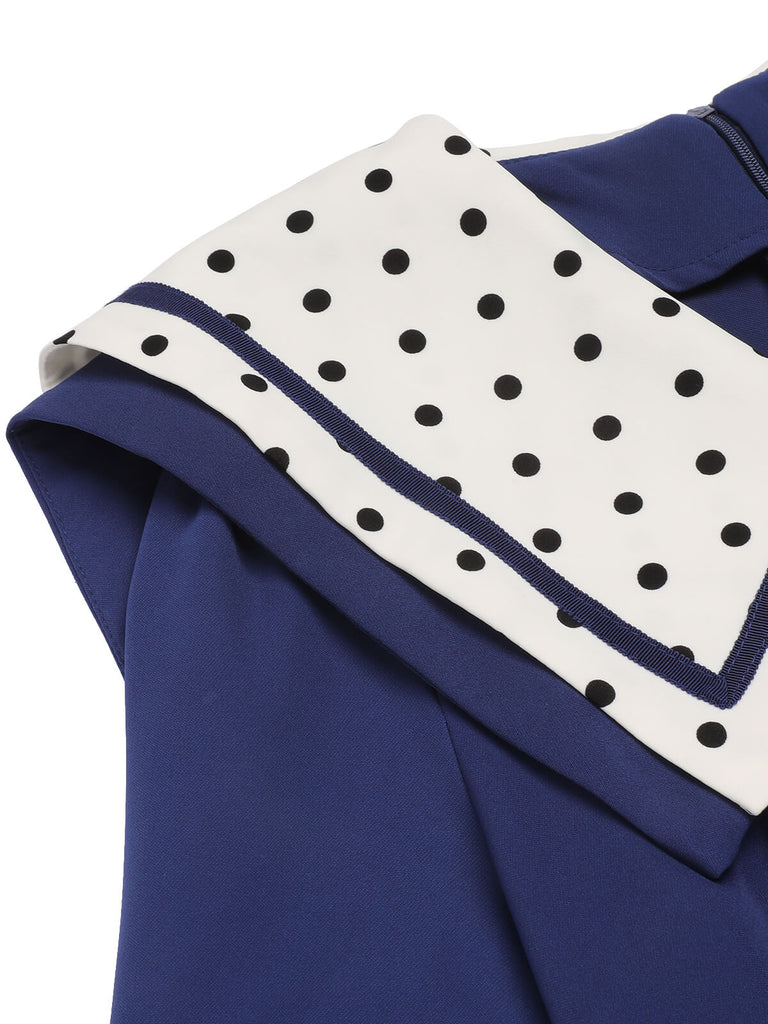Marineblauer 1950er Dots Jumpsuit