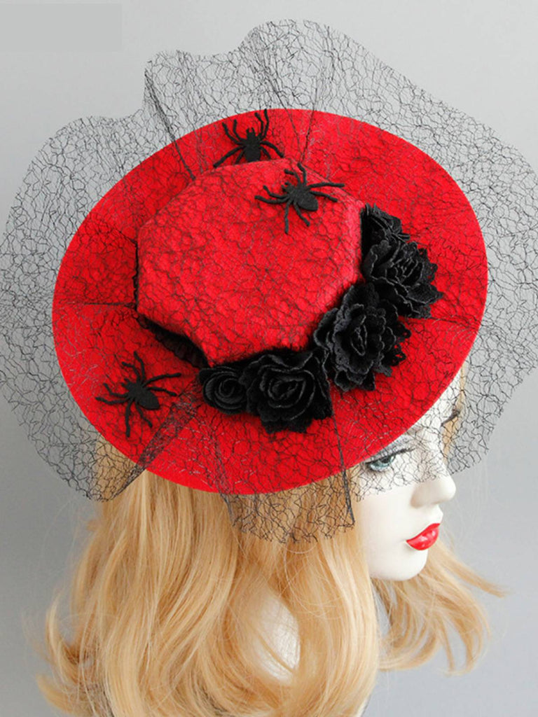 ROTER HALLOWEEN SPITZEN SPIDER HUT